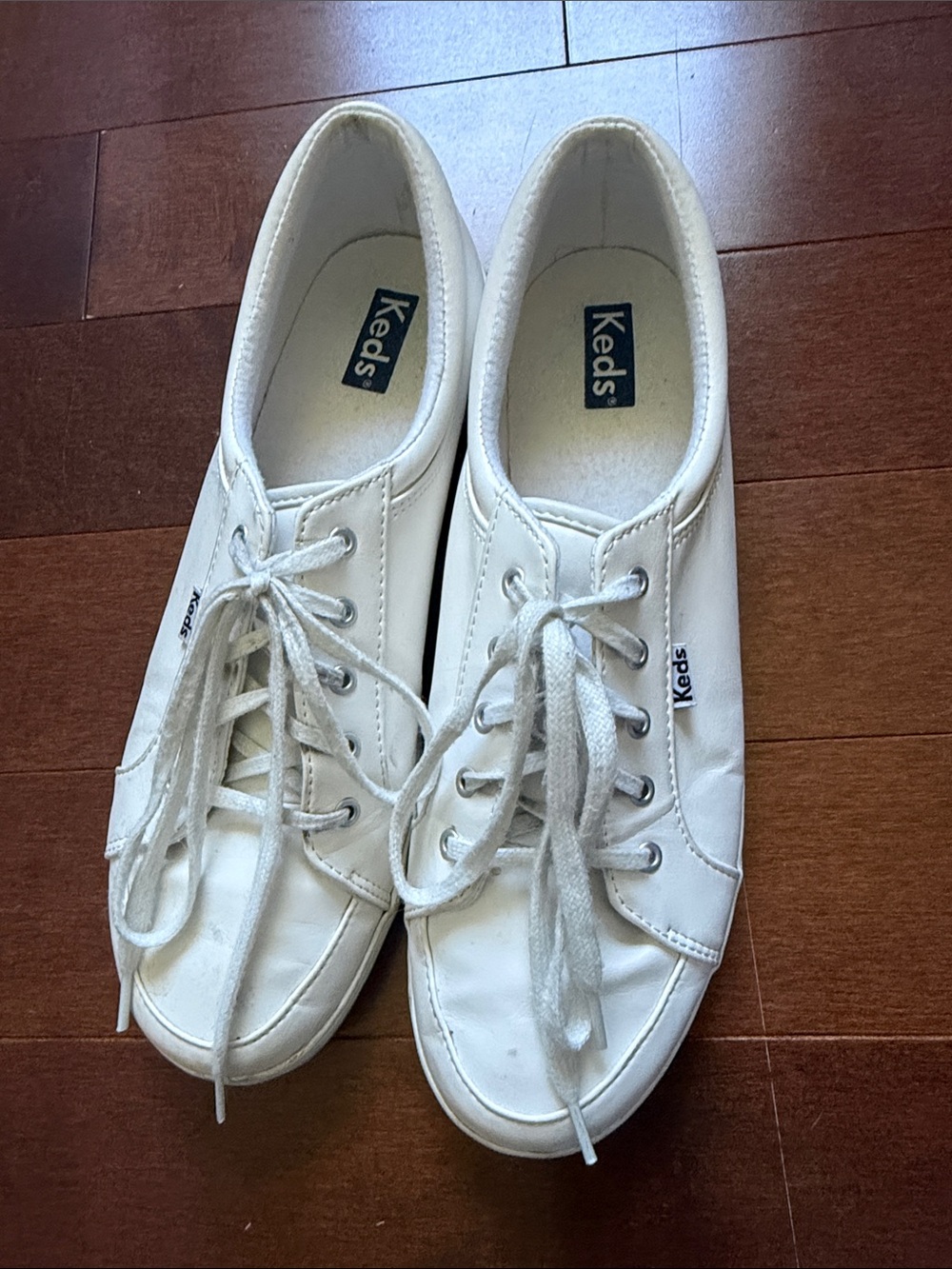 Keds White Leather Low-Top Lace-Up Sneakers